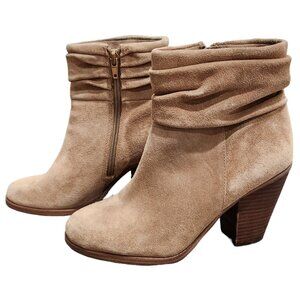 Vince Camuto Tan Suede Ankle Bootie Block Heels Casual Size 7.5M